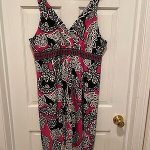 Apt. 9 Black and White Sleeveless V-Neck Midi Sundress